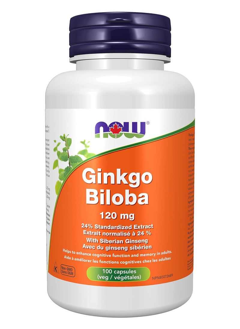 now Ginkgo Biloba 120 Mg 100 Veg Capsules  - Image 1