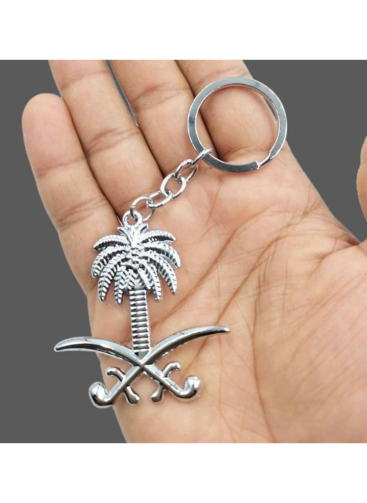 ماركة غير محددة - ميدالية مفاتيح مزخرفة معدنية بشعار المملكة العربية السعودية قطعة واحدة، ميدالية مفاتيح بشعار المملكة العربية السعودية - Image 1