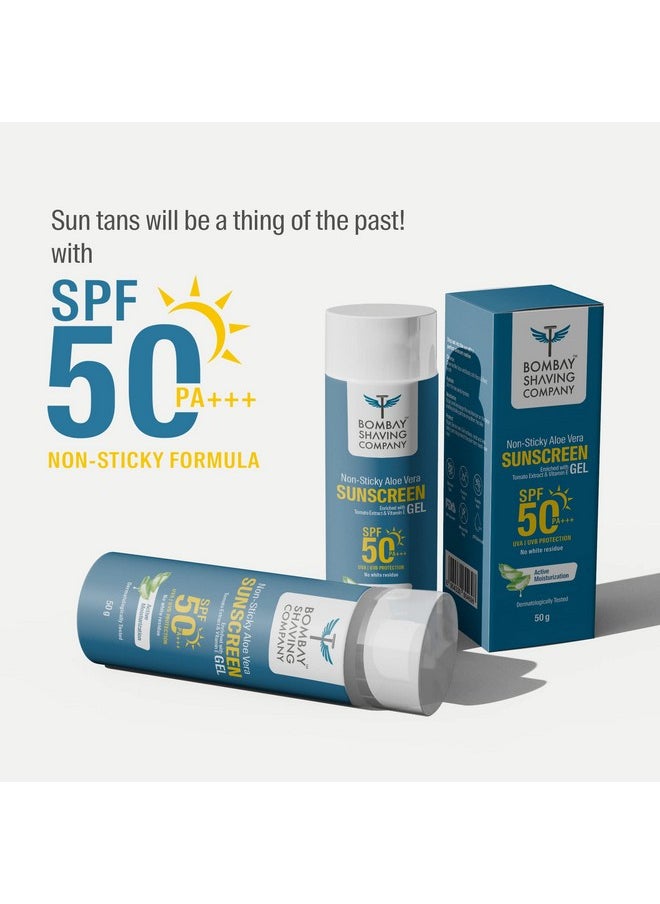 BOMBAY SHAVING COMPANY Bombay Shaving Co Non Sticky Aloe Vera Sunscreen Gel Spf 50,For Sun Protection - 50G  - Image 2