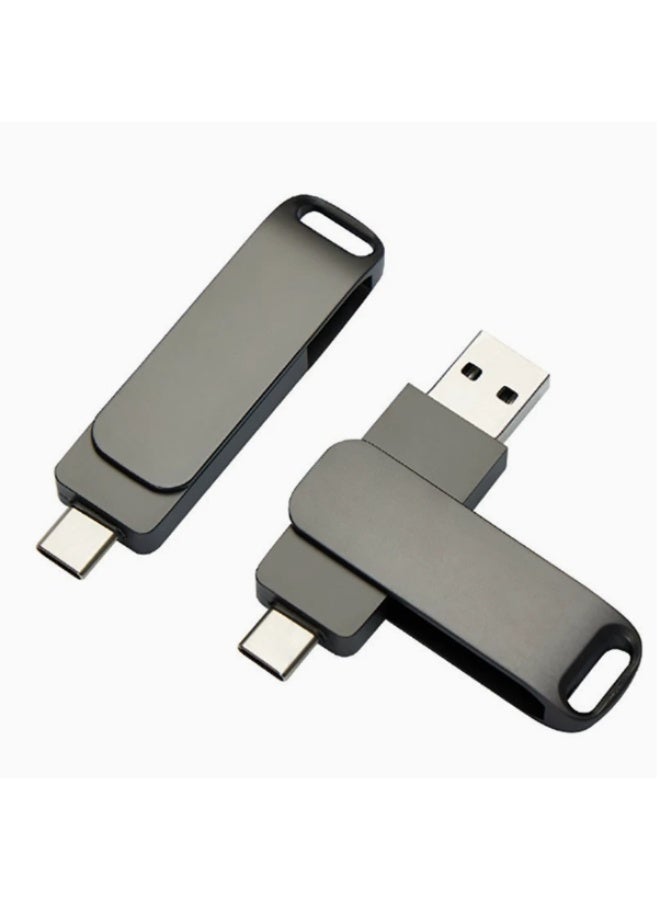 64 جيجا بايت واجهة مزدوجة USB فلاش محرك أقراص USB 2.0 إبهام محرك أقراص تخزين قابل للطي عصا الذاكرة تصميم الدوار - أسود - Image 1