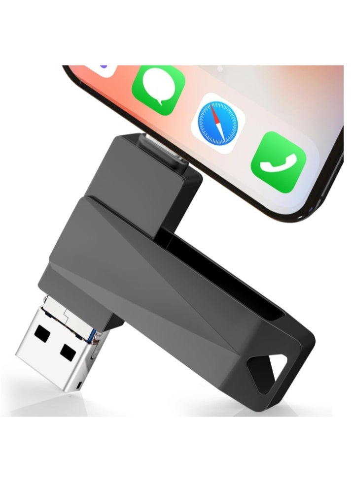 64 جيجا بايت واجهة مزدوجة USB فلاش محرك أقراص USB 2.0 إبهام محرك أقراص تخزين قابل للطي عصا الذاكرة تصميم الدوار - أسود - Image 2