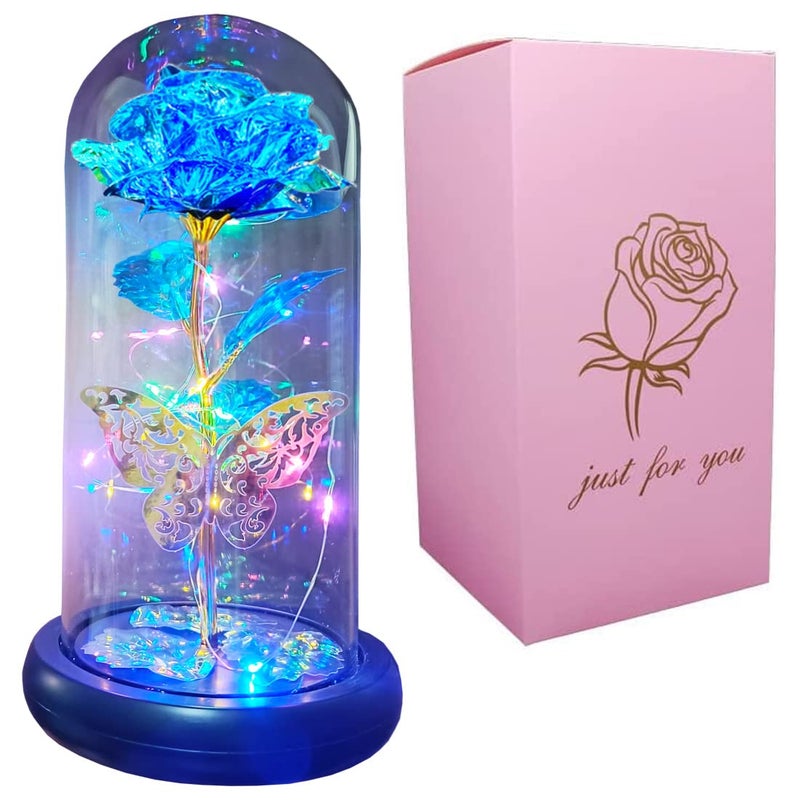 AUSAYE AUSAYE Birthday Gifts for WomenMothers Day Rose Gifts for Mom from Daughter Preserved Rose Gift Flower Last Forever Rose in Glass Dome Unique Gift for Her MomGrandma Blue Rose 