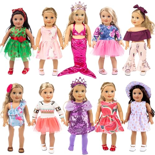ebuddy 10 Set 18 Inch Doll Clothes - Fashion Outfit Fit for 18 inch Girl Doll (Only Clothesl) - Image 1