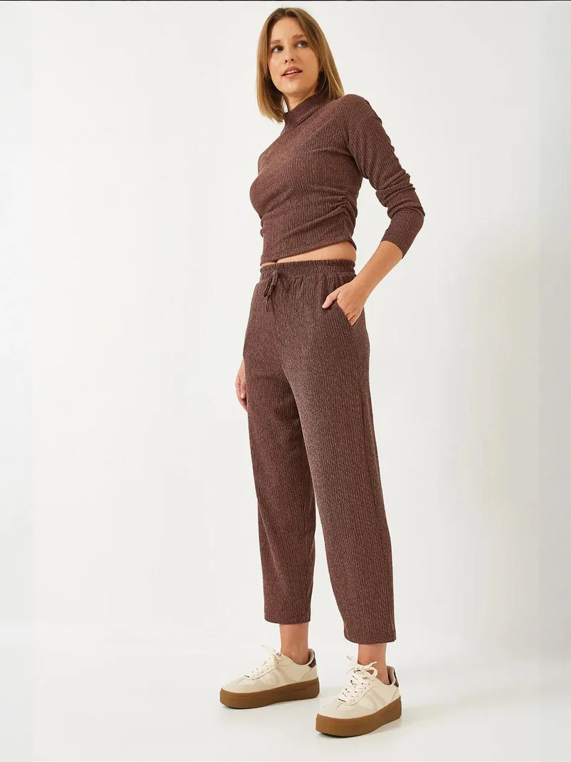 LUCCI Textured Turtleneck Crop Co-ord Set