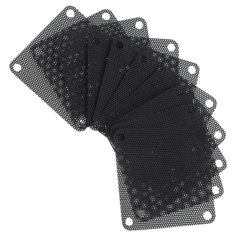 Black PC Fan Dust Filter Mesh 7cm x 7cm 10 Pack Reusable Easy Install Cooling Cover - Image 1