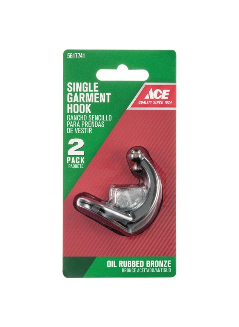 ACE Oil Rubbed Bronze Metal Garment Hooks 1.11 Cm 2 Piece Small 