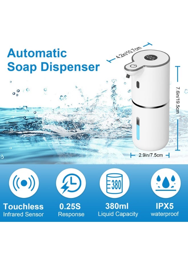 Bukela Automatic Liquid Soap Dispenser Touchless, USB Rechargeable Smart Hand Soap Dispenser, 6-Level Adjustable, 12.8oz/380mL Wall Mount for Bathroom Kitchen Dish Soap - Image 2