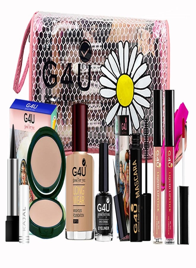 G4U All in One Makeup Kit With Pouch Gift Set for Women & Girls, Basic Cosmetics Kit for Beginner & Professionals Pack of 8 Pcs A23012041 - Image 1