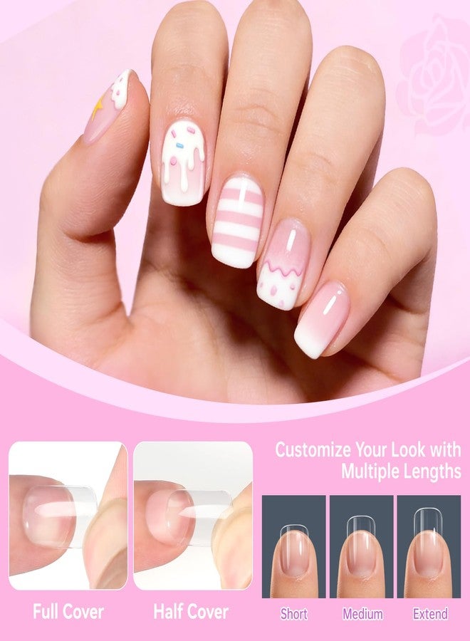 Ranrose 360Pcs Kids Press on Nails for Girls 9-12 years old - Pre-Shaped Clear Suqare Kid Nail Tips,Full Cover Soft Gel Fake Nail for Kids Nail Extensions,Birthday Family Activities,Parties - Image 3