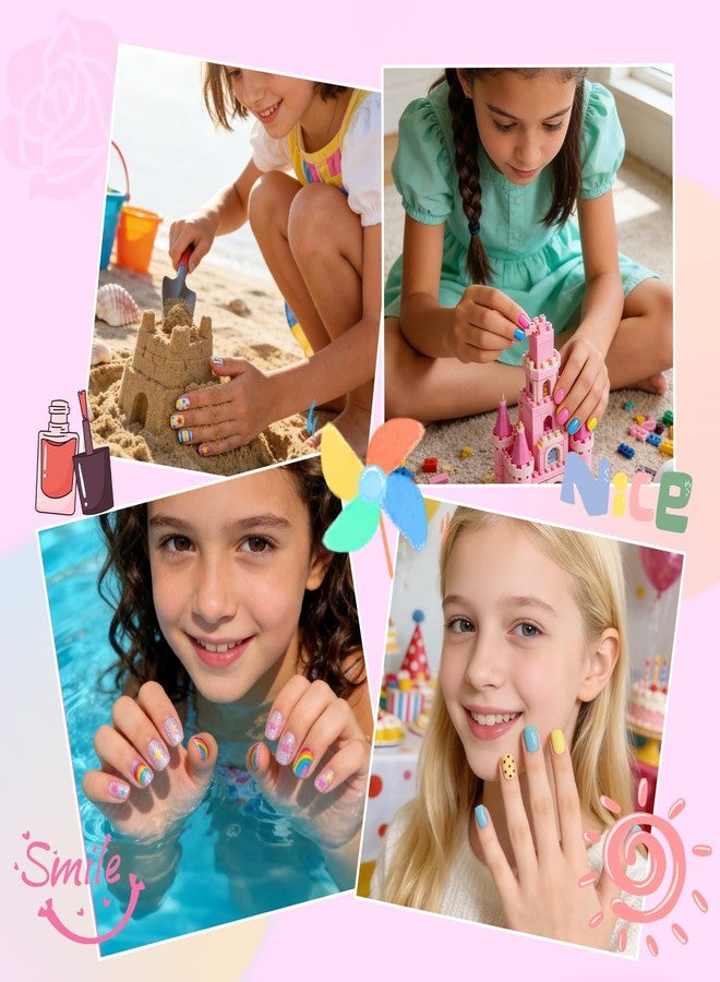 Ranrose 360Pcs Kids Press on Nails for Girls 9-12 years old - Pre-Shaped Clear Suqare Kid Nail Tips,Full Cover Soft Gel Fake Nail for Kids Nail Extensions,Birthday Family Activities,Parties - Image 5