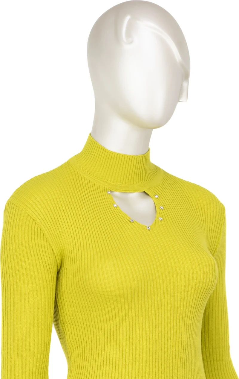 Oppland Women's Half Collar and Stone Long Sleeve Knitted Knitwear Sweater