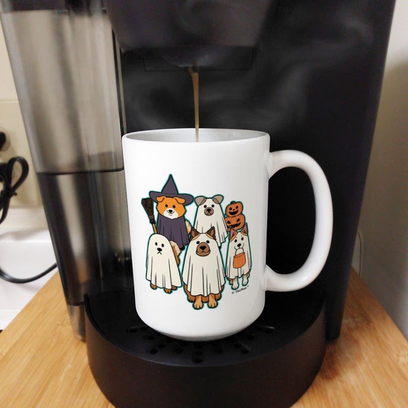 ThisWear Halloween Mugs Coffee Dog Ghosts 2 Pack 15oz Ceramic Coffee Mug Set - Image 5