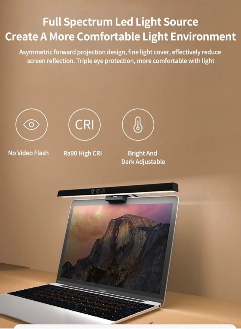 ARSTID USB Powered Computer Monitor Laptop Lamp for Office/Home/Gaming/Desk with Adjustable Brightness/Color Light Metal Black 500MM - Image 2