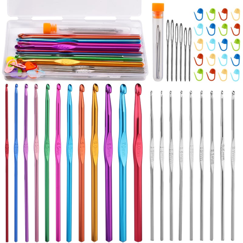 MORFEN 48 Pcs Crochet Hooks Set, 21 Sizes Crochet Needles with Case, Ergonomic Knitting Needles, Crochet Hooks Kit with Crochet Accessories Stitch Markers Blunt Needles for Crocheting Yarn - Image 1