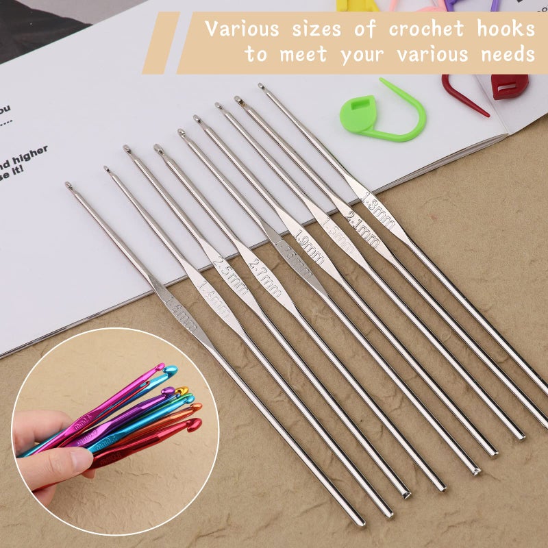 MORFEN 48 Pcs Crochet Hooks Set, 21 Sizes Crochet Needles with Case, Ergonomic Knitting Needles, Crochet Hooks Kit with Crochet Accessories Stitch Markers Blunt Needles for Crocheting Yarn - Image 5