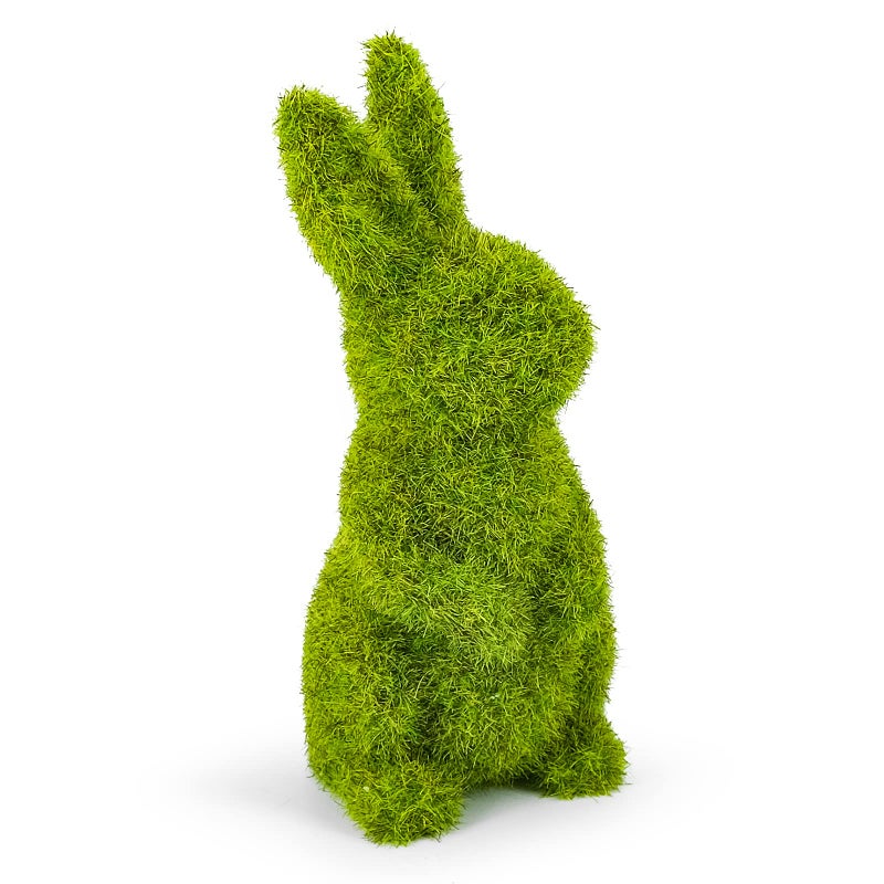MicoSim Easter Bunny Decorations,Resin Moss Bunny Figurine,Garden Artificial Moss Rabbit Easter DÃ©cor Party Favors Gifts(Medium Stand) - Image 1