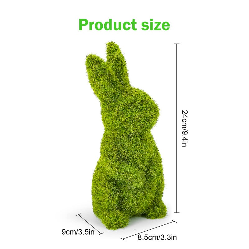 MicoSim Easter Bunny Decorations,Resin Moss Bunny Figurine,Garden Artificial Moss Rabbit Easter DÃ©cor Party Favors Gifts(Medium Stand) - Image 2