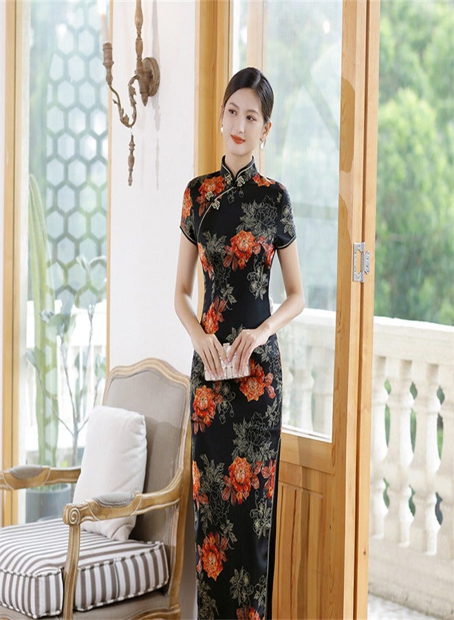 Loquat Short Sleeved And Long Style Elegant Black  - Image 1