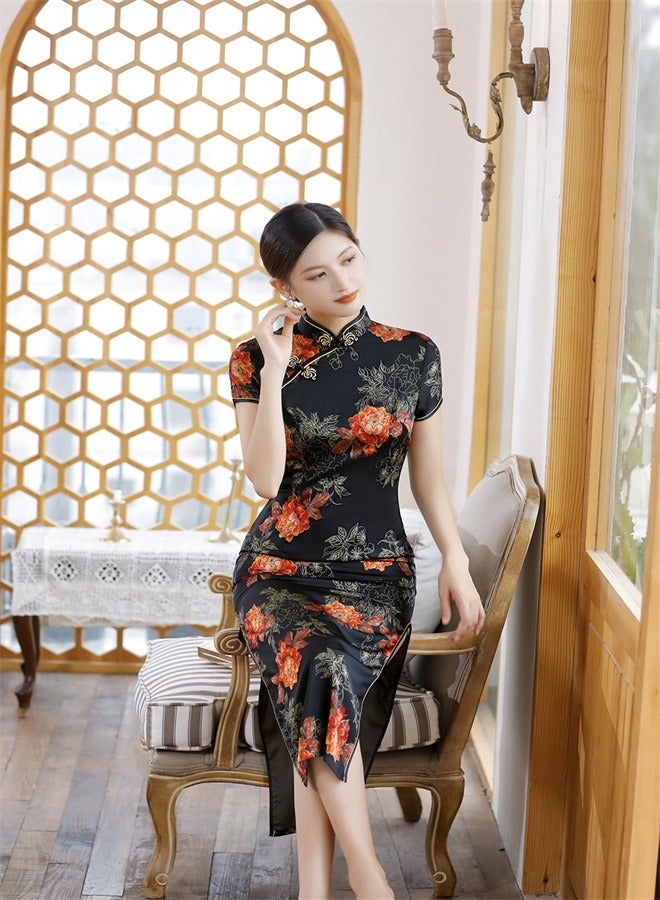 Loquat Short Sleeved And Long Style Elegant Black  - Image 4