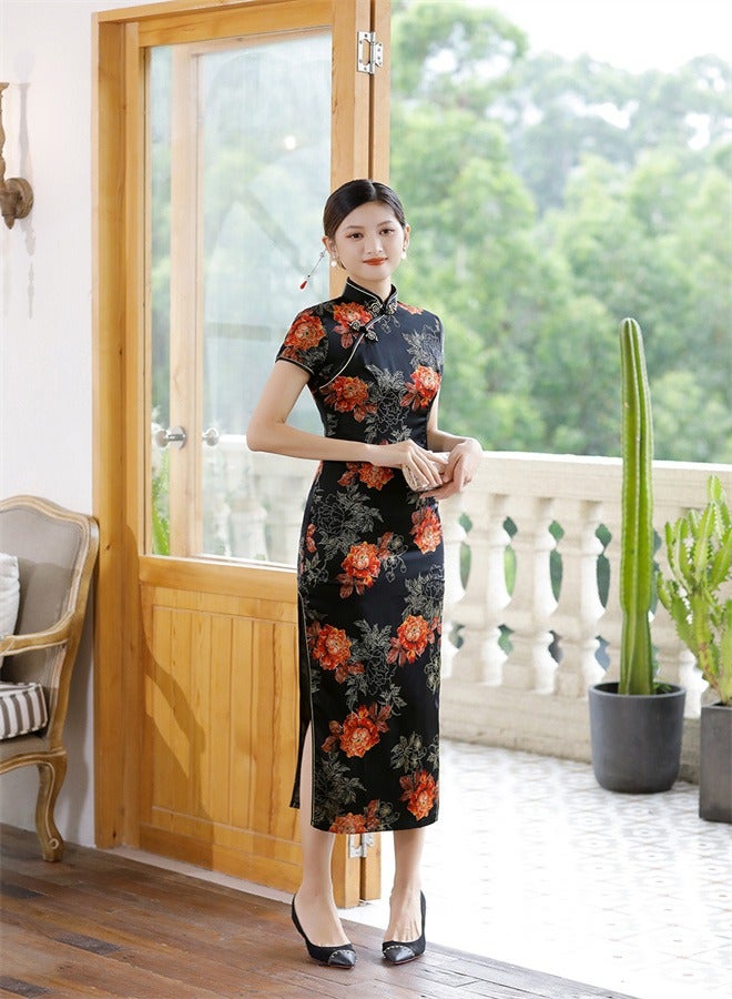 Loquat Short Sleeved And Long Style Elegant Black  - Image 2