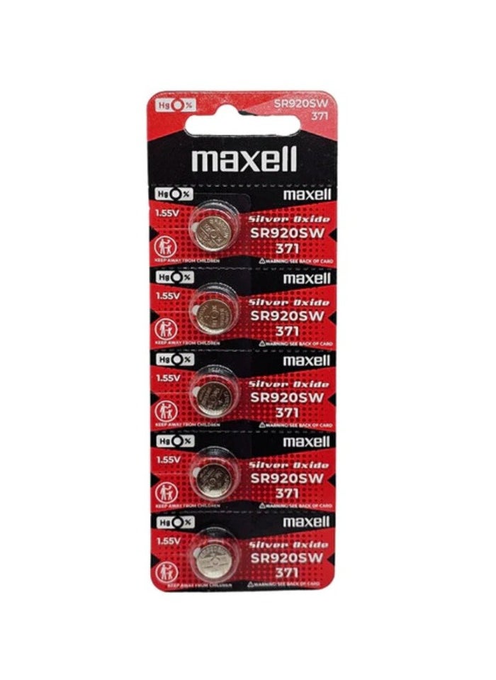 ماكسل 5-Pieces Maxell SR920SW / 371 Silver Oxide Hg0% 1.55V (maxell) Japan Batteries 