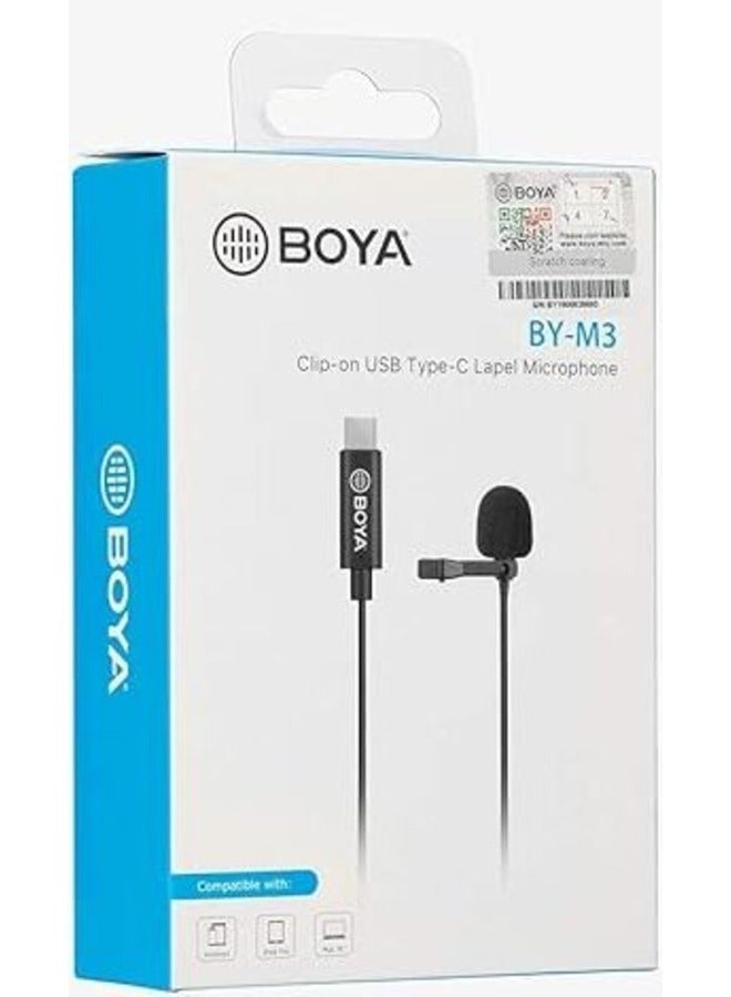 BOYA By-M3 Usb Type C Lavalier Microphone Cable - Black  - Image 4