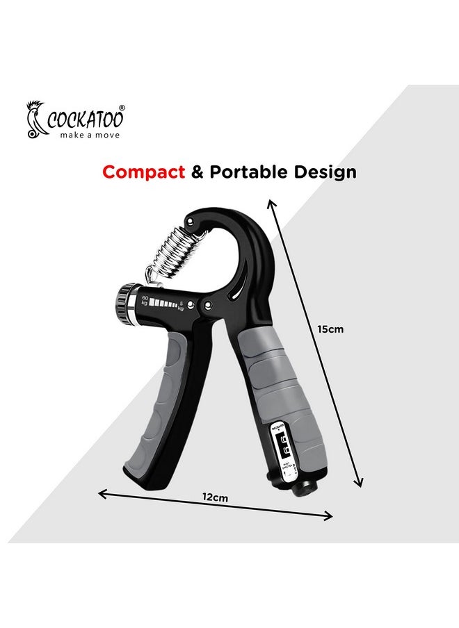Cockatoo - Counter Hand Grip Strengthener|(5 Kg - 60 Kg) Adjustable Hand Grip| Hand Gripper For Men & Women| Digital Hand Grip Strengthener - Image 1
