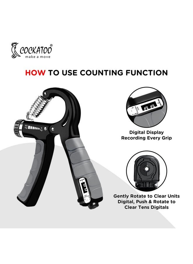 Cockatoo - Counter Hand Grip Strengthener|(5 Kg - 60 Kg) Adjustable Hand Grip| Hand Gripper For Men & Women| Digital Hand Grip Strengthener - Image 1
