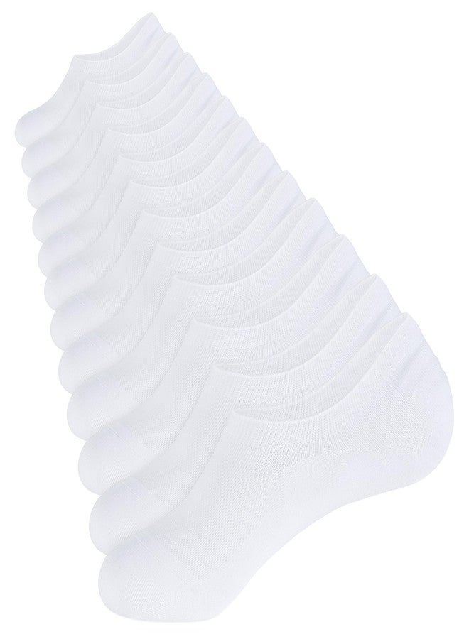 CLOSEMATE Mens No Show Socks Cotton Thin High Elasticity Low Cut Ankle Socks with Non Slip Grips 6 Pairs (6White, Size L) - Image 1