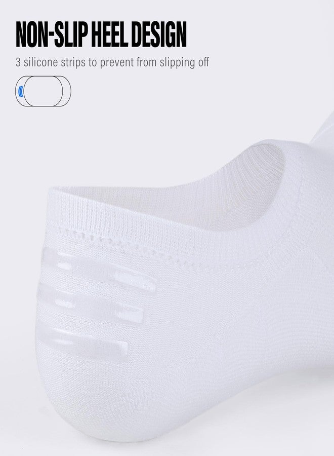 CLOSEMATE Mens No Show Socks Cotton Thin High Elasticity Low Cut Ankle Socks with Non Slip Grips 6 Pairs (6White, Size L) - Image 3