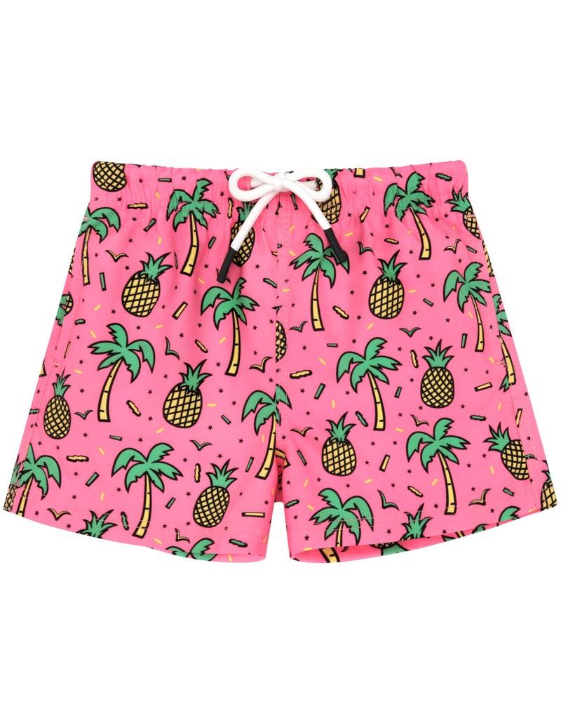 Sarfel Boys Swim Trunks Boys Swim Shorts Baby Swim Trunks Toddler Swim Trunks 4T Swimsuit Boys Toddler Bathing Suits for Boys, Pink Pineapple Palm - Image 1