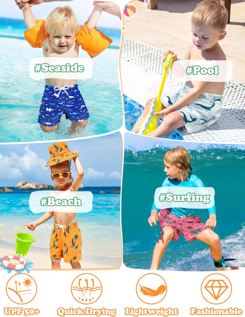 Sarfel Boys Swim Trunks Boys Swim Shorts Baby Swim Trunks Toddler Swim Trunks 4T Swimsuit Boys Toddler Bathing Suits for Boys, Pink Pineapple Palm - Image 4