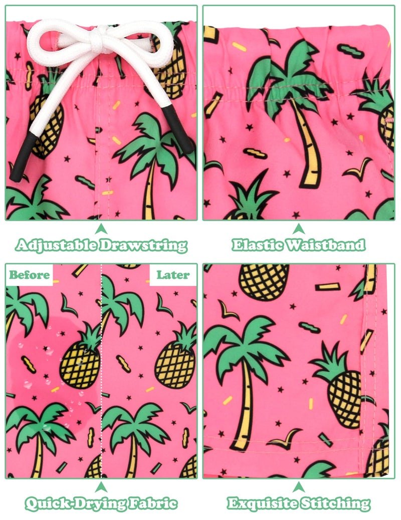Sarfel Boys Swim Trunks Boys Swim Shorts Baby Swim Trunks Toddler Swim Trunks 4T Swimsuit Boys Toddler Bathing Suits for Boys, Pink Pineapple Palm - Image 5