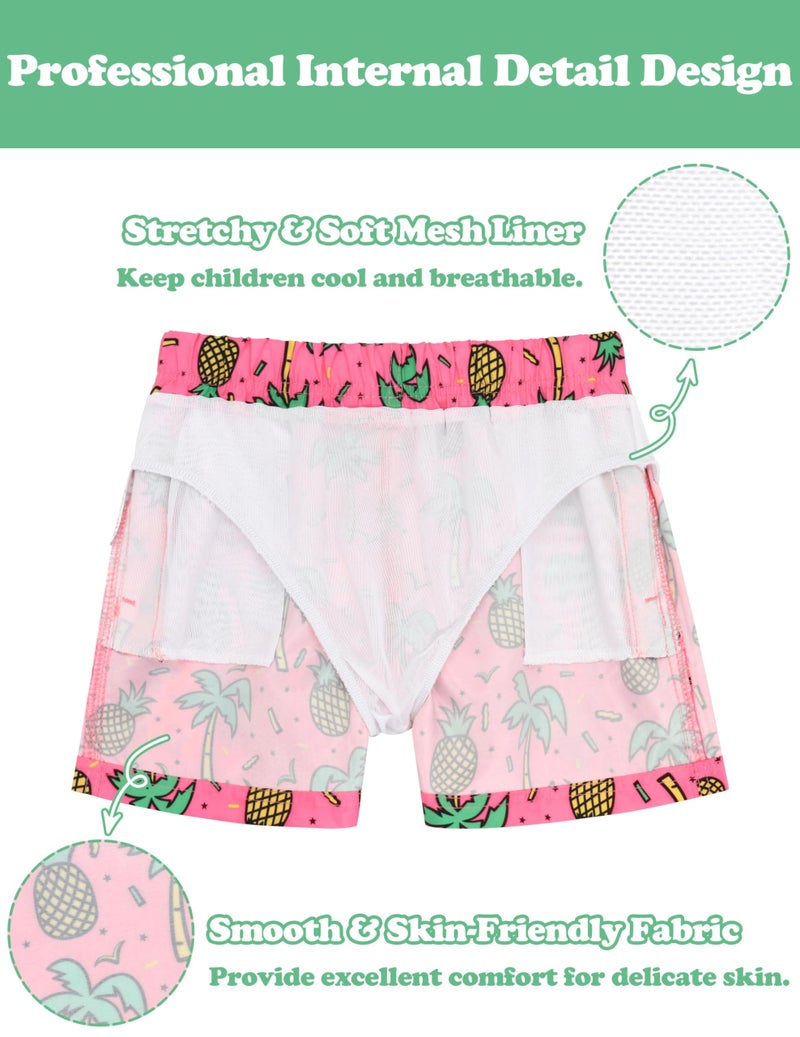 Sarfel Boys Swim Trunks Boys Swim Shorts Baby Swim Trunks Toddler Swim Trunks 4T Swimsuit Boys Toddler Bathing Suits for Boys, Pink Pineapple Palm - Image 3