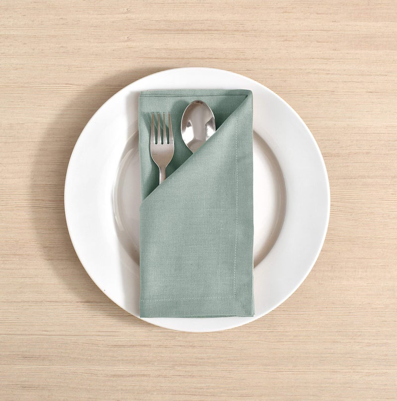 Fingercraft Cloth Napkins  Cotton Linen Blend Napkins Cloth Washable 12 Pack Premium Quality For Restaurant  Parties  Weddings  Mitered Corner Dinner Napkin For Every Day Use Easter Color Aqua - Image 2
