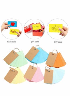 Excefore Pack of 6 Mini Notepads Blank Flashcards Study Cards, Ring Revision Cards with Binder Ring Multicolor Kraft Paper Scratch Memo Note Pads  - Image 5