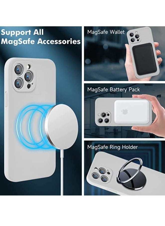 Raxoom iPhone 14 Pro + 2 Pack Tempered Glass Screen Protector Magsafe Case Silicone Phone Case with Microfiber Lining for iPhone 14 Pro 6.1 inch 2022,Grey - Image 5