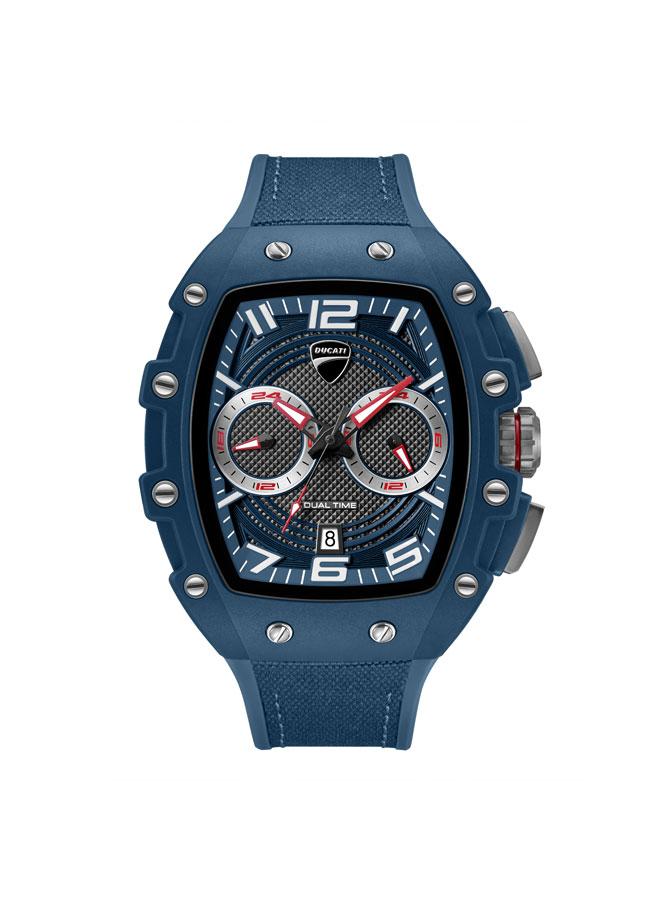 Ducati DT013 Blue Black Dial Blue Silicone-Nylon Strap Multifunction Watch for Men - 44.5mm - Image 1