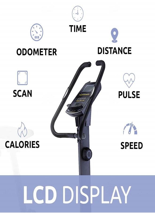 PowerMax Fitness PowerMax Fitness BU-800 Magnetic Upright Bike for Home-Gym Workout, 110kg Weight Capacity, 8 Levels Resistance, LCD Display, iPad Holder, Exercise Bike for Cardio Workout  - Image 3