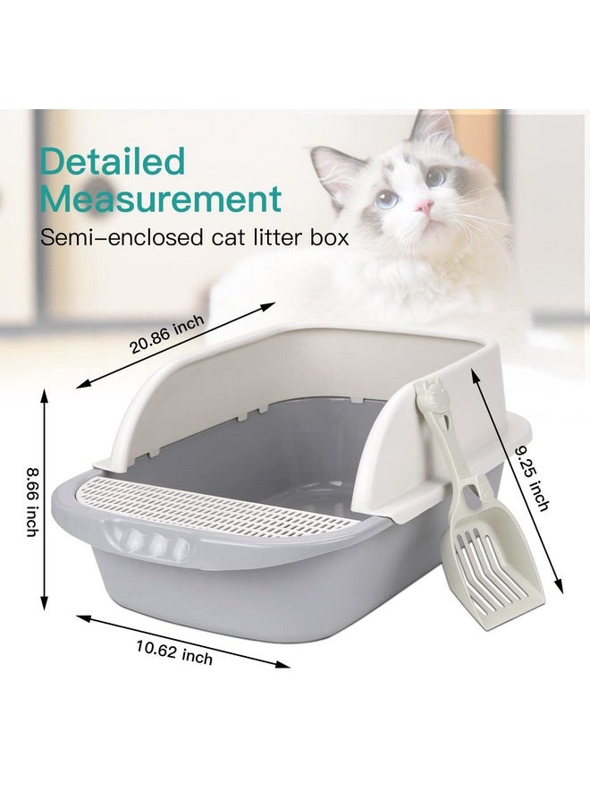 REHTRAD REHTRAD Cat Litter Box with Scoop, Cat Litter Tray Suitable for Kittens,Cat,Rabbit,Pet(Suitable for Pets Under 15kg) (Gray)  - Image 5