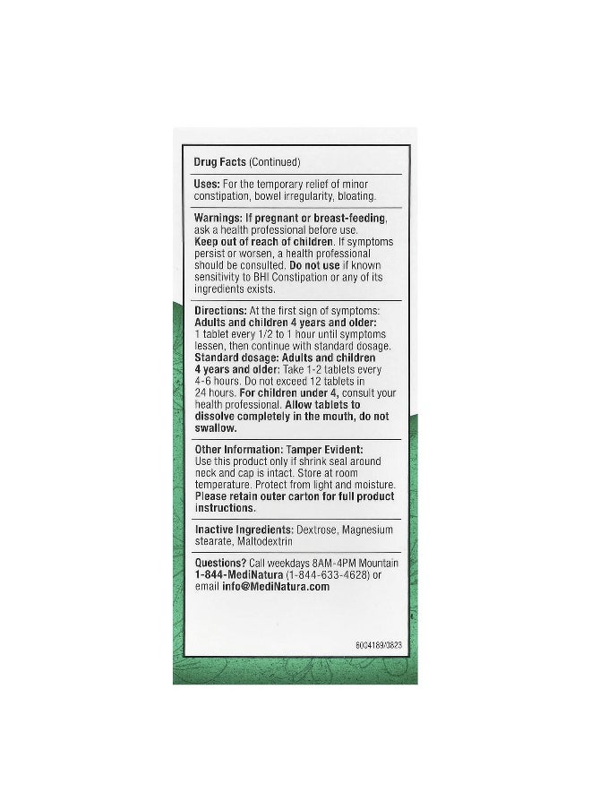 MediNatura MediNatura, BHI, Constipation Relief, 100 Tablets  - Image 3