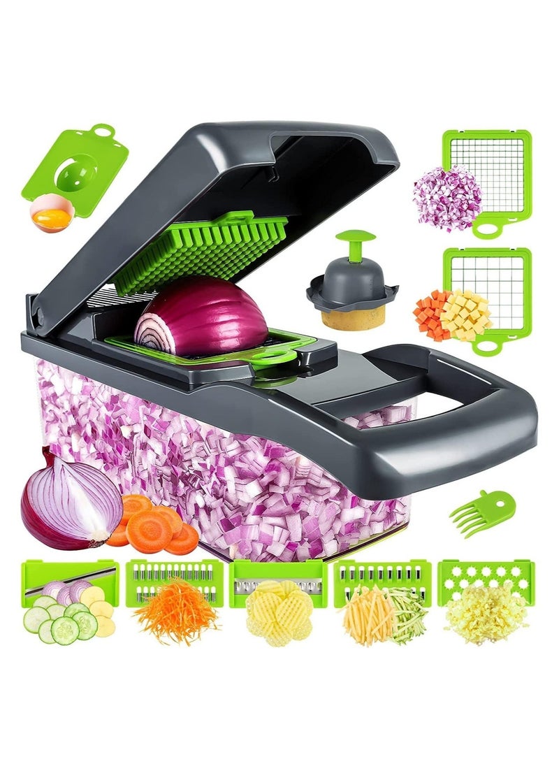ELTRAZONE Vegetable Chopper, Pro Onion Chopper, Multifunctional 13 in 1 Food Chopper, Kitchen Vegetable Slicer Dicer Cutter, Veggie Chopper With 8 Blades - Image 1