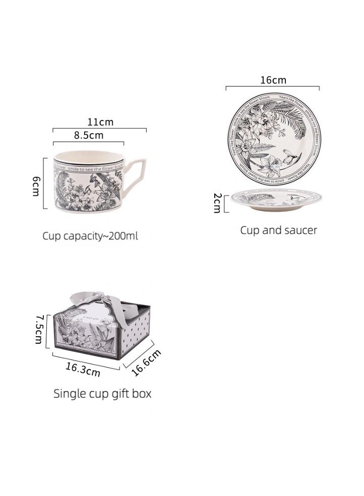 ZAYVA Ceramic Coffee Cup and Saucer Set with Vintage Floral Design: Perfect Gift for Special Occasions, 250 ML Capacity with Elegant Gift Box for Home and Office Use  - Image 2