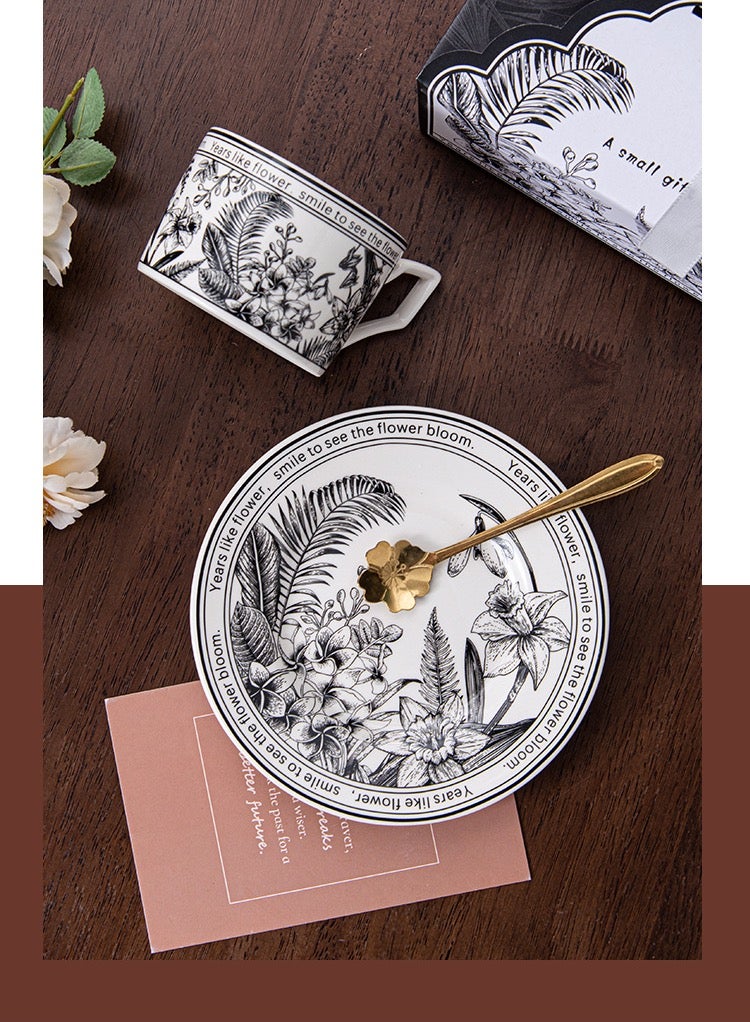 ZAYVA Ceramic Coffee Cup and Saucer Set with Vintage Floral Design: Perfect Gift for Special Occasions, 250 ML Capacity with Elegant Gift Box for Home and Office Use  - Image 3