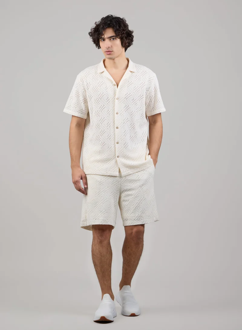 Just Nature Relaxed Fit Crochet Resort Shirt