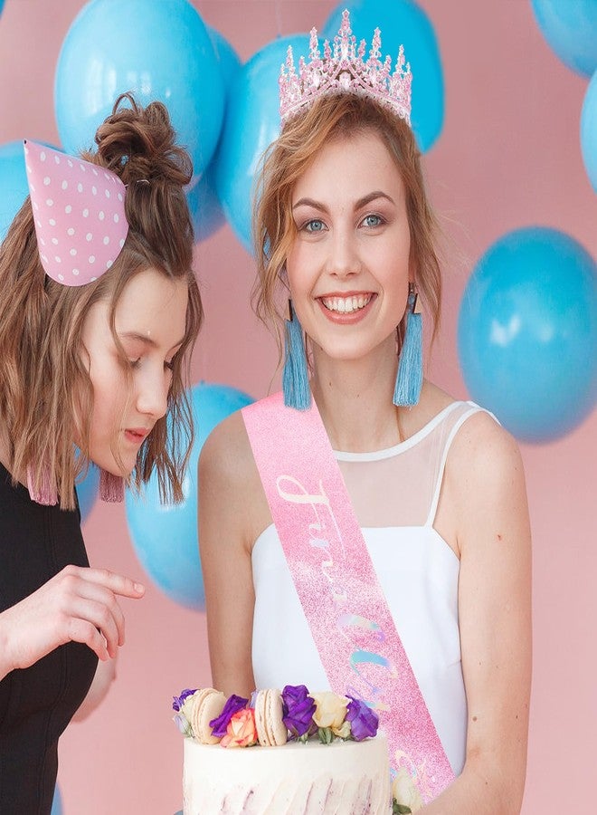كانيتور طقم تاج عيد ميلاد لامع ووشاح مبهر من كانيتور - ديكورات وهدايا عيد الميلاد الحادي والعشرين لها باللون الوردي - Image 2