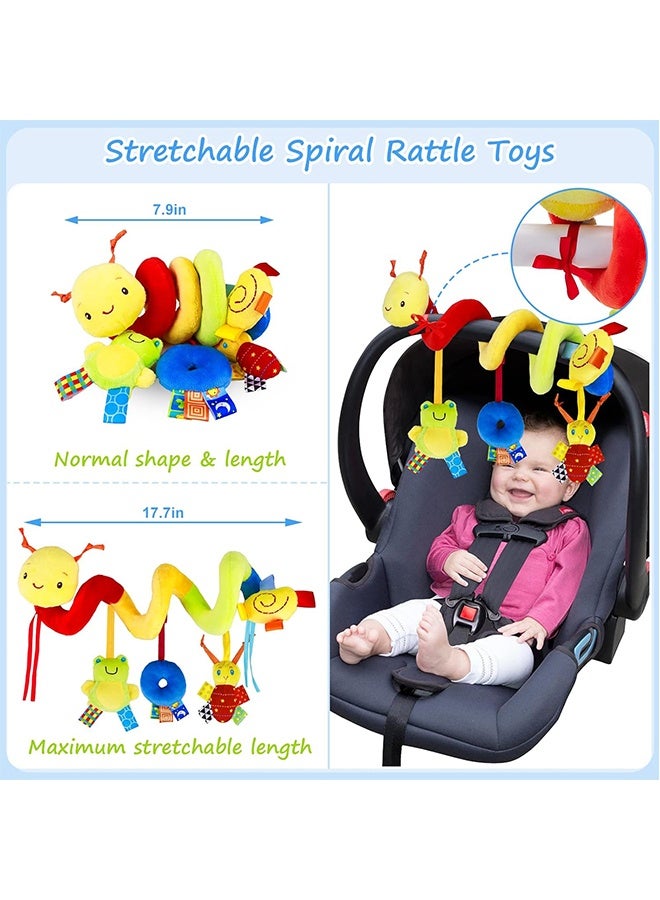Baby Crib Hanging Rattles Toys - Infant Baby Worm Crib Bed Around Rattle Bell Cartoon Insect Spiral Hanging Toy with Ringing Bell for Infants Bed Stroller Car Seat Bar for Babies Boys and Girls - Image 4