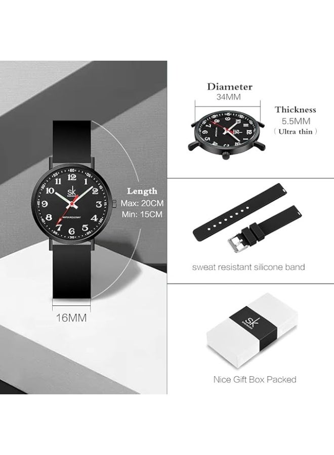 SHENGKE SK Women's Sports Watch with Silicone Strap Easy Read Water Resistant - Image 5