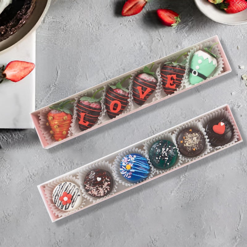 SLShePack 50Pack Strawberry Boxes - 12x2.2x2 Inch with Clear Window for Macaron, Chocolate Truffle, Cookie & Bakery Boxes - Image 4