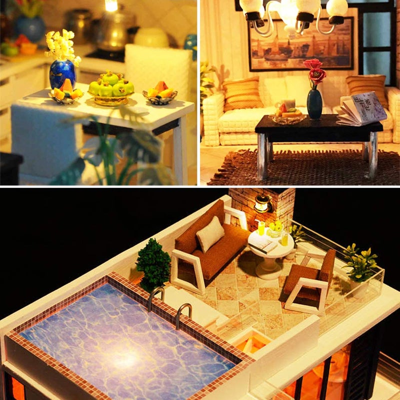 Spilay Dollhouse مصغرة مع الأثاث DIY Kit Mini Modern Villa نموذج مع صندوق الموسيقى 1:24 مقياس الإبداعية بيت الدمية أفضل هدية عيد ميلاد لعشاق الأولاد والبنات (فلورنسا) - Image 5